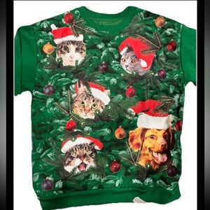 Freeze Ugly Christmas Sweater Women's M Holiday Party Pets Cats Dog Lights Up